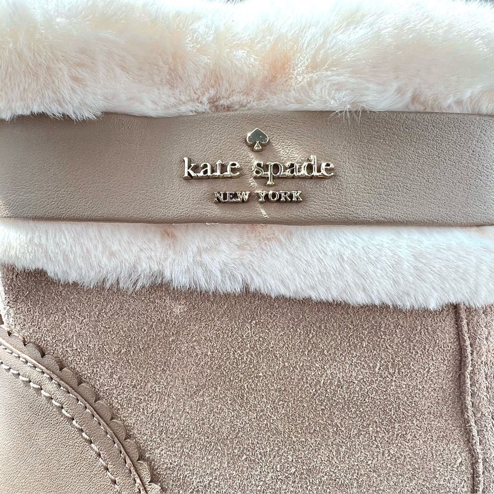 Kate Spade Bailee Winter Boots Rustic Brown Suede Faux Fur Lug Sole Size 8.5 - Picture 6 of 13